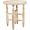 23" Cream Mango Wood Whitewashed Accent Table with Silver Beaded Rim and Turned Legs